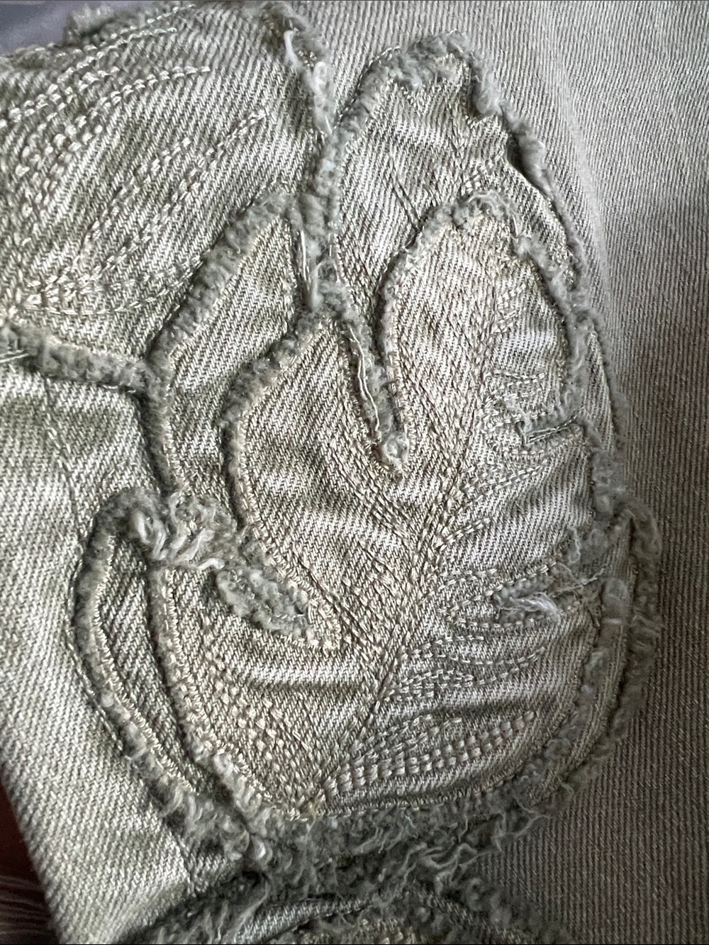 NEW DRIFTWOOD  Embroidered High-Waist Wide Leg Jeans in Washed Sage with App - Picture 2 of 2